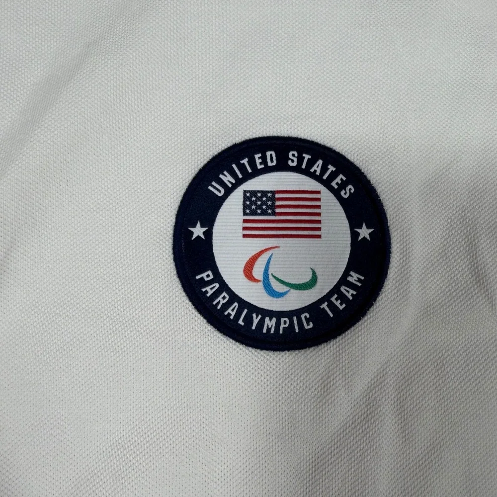 Polo Ralph Lauren Team USA Paralympic Polo Mens XXL White Cotton Pique EUC